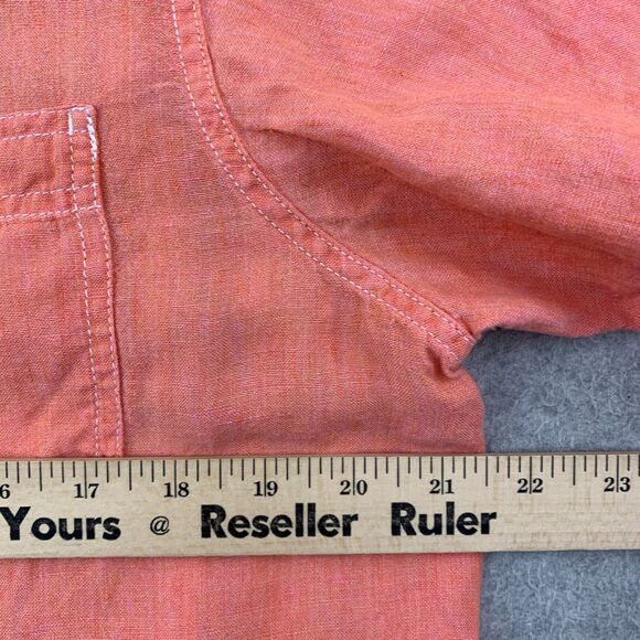 Daniel Cremieux Button Shirt Mens Medium Linen Short Sleeve Salmon Color - Picture 8 of 13